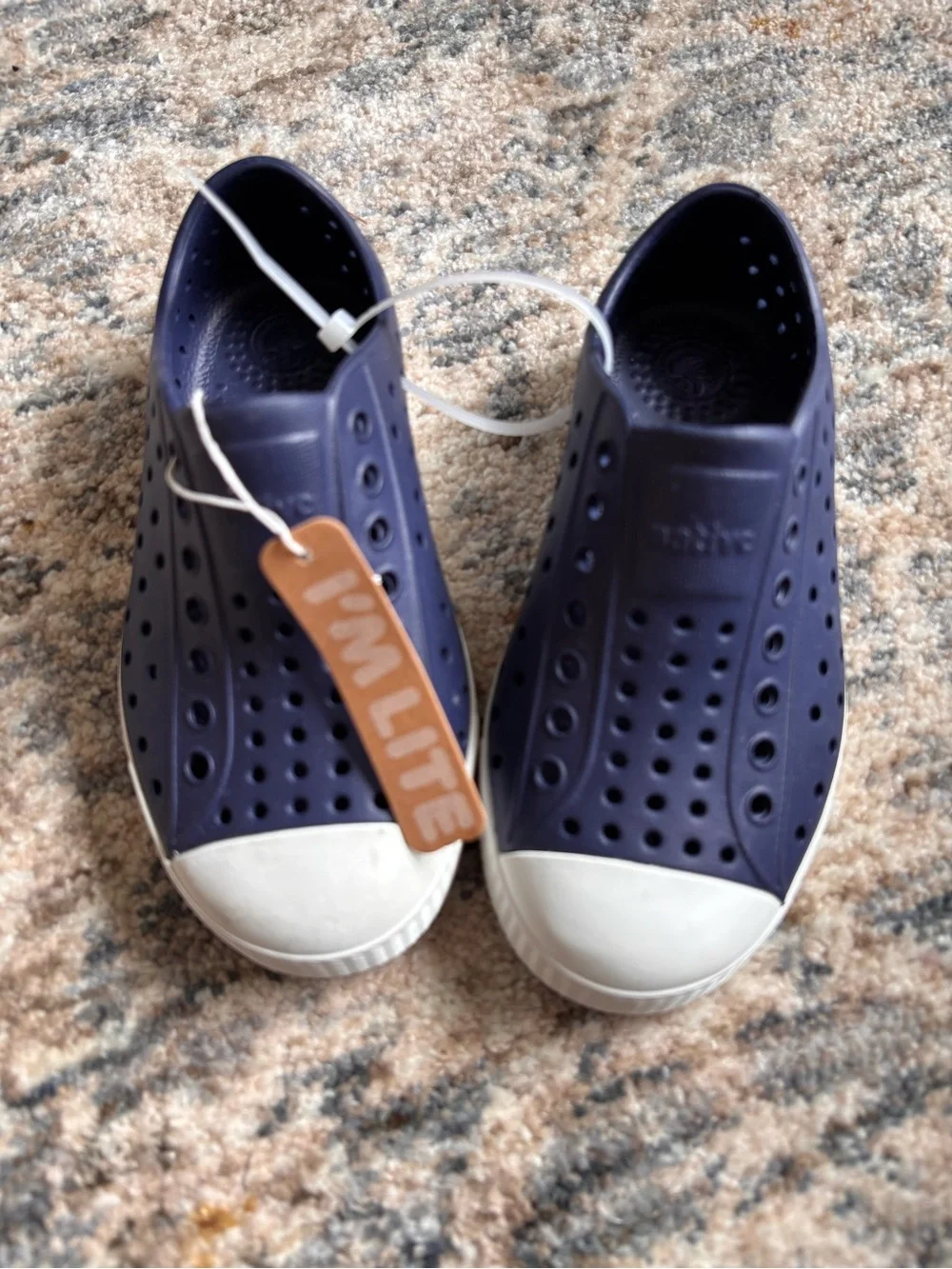 Native Kids Water Shoes Jefferson Slip-Ons in Navy and White, 11c